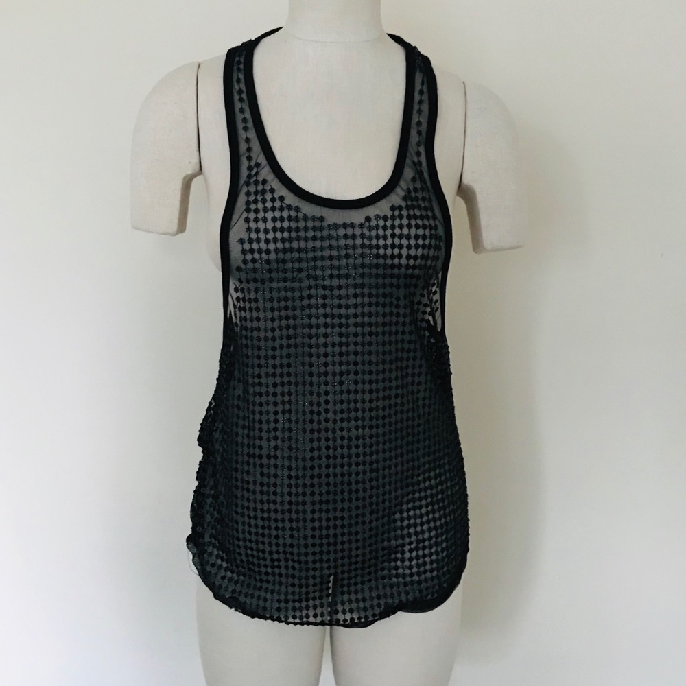 La Rok Sequenced Sheer Black Tank Size M